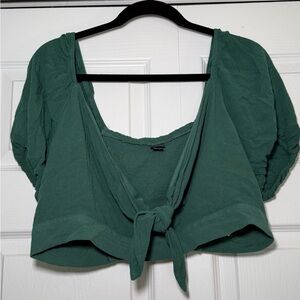 Wild Fable Teal Tie-Front Crop Top